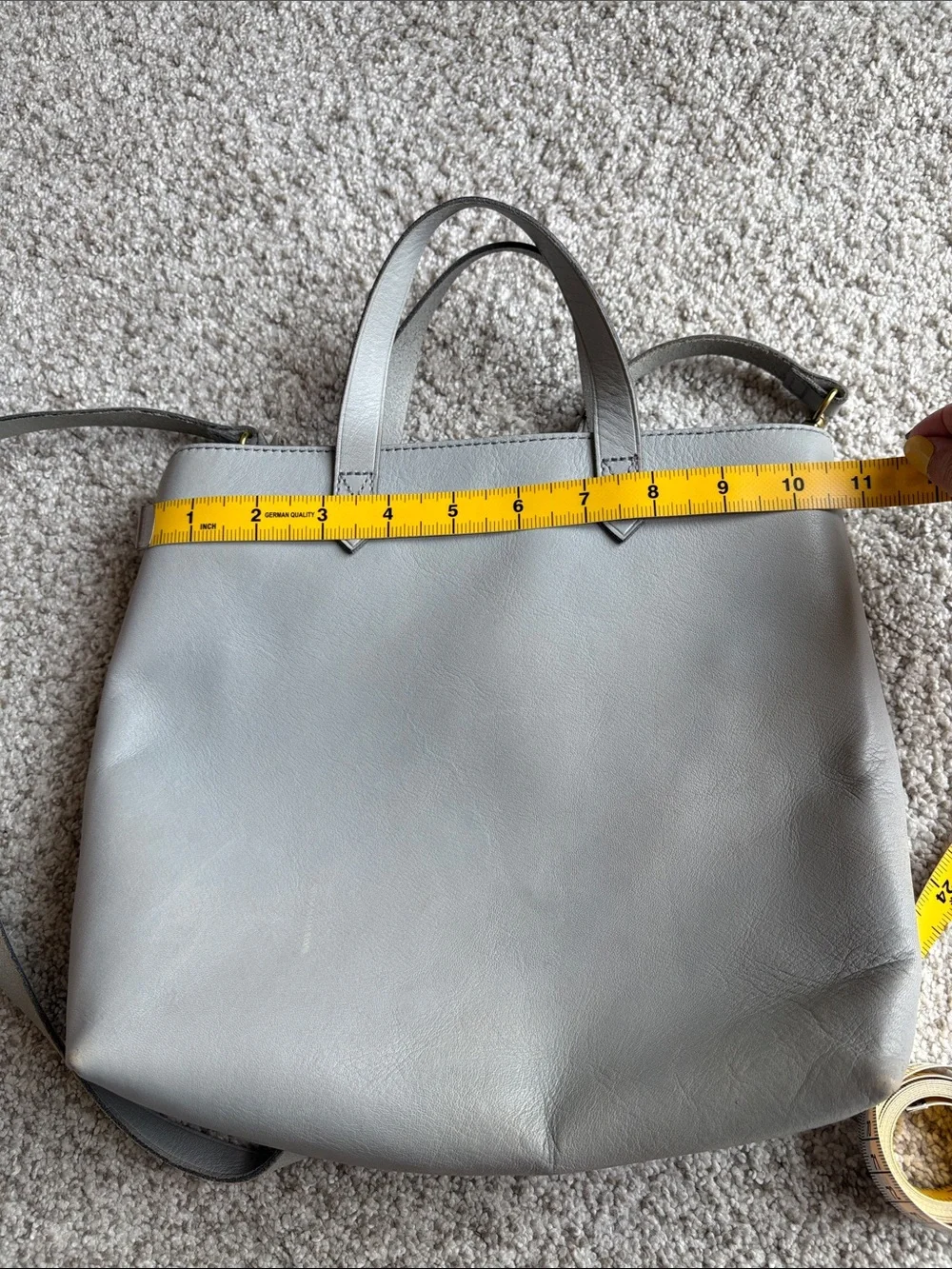 Madewell Light Gray Leather Tote Bag